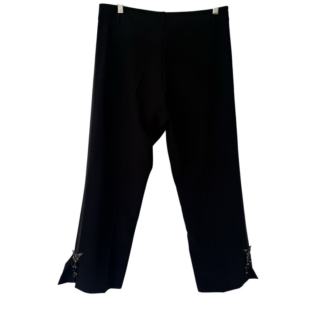 Y2k ABSOLU Confort Paris Black Butterfly Embellished Capri Pants US 8 FR 40 Chic - Picture 8 of 11
